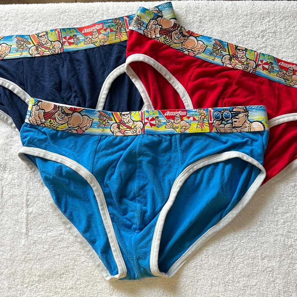 Aussie Bum 3 Bikini Brief Bundle with Lifeguard Beach waistband design